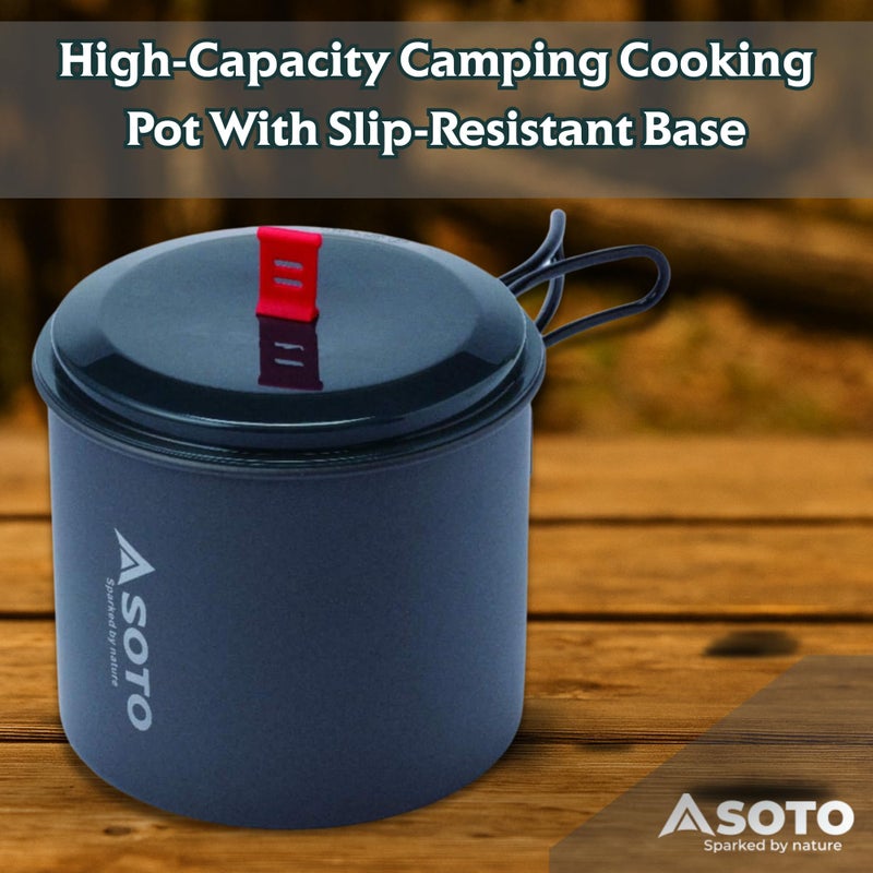 SOTO New River Backpacking Pot - Lightweight, High Capacity Camp Pot with Slip-Resistant Base, Versatile Lid & Convenient Swing Handle for Hiking & Camping Cooking Pot, 1000 ml, Aluminum - Image 2
